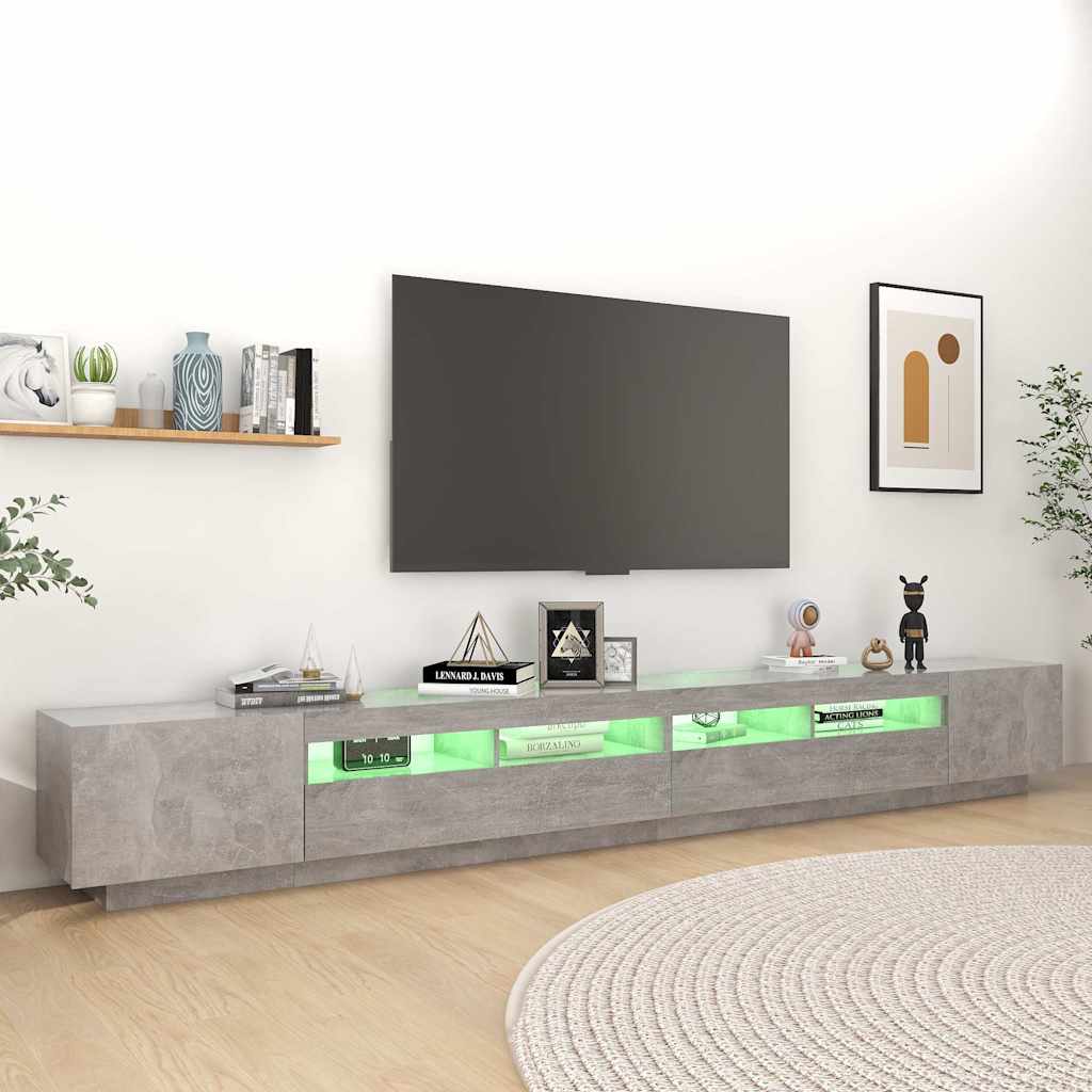Betonszürke TV-szekrény LED-lámpákkal 300 x 35 x 40 cm 5