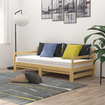 Tömör fenyőfa kihúzható kanapéágy 2 x (90 x 200) cm 3