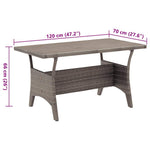 Szürke polyrattan kerti asztal 120 x 70 x 66 cm 6