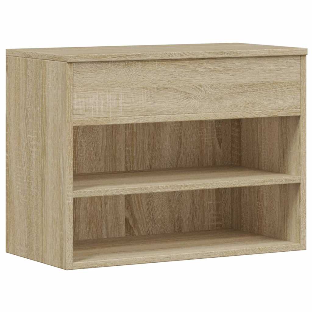 Sonoma tölgy színű szerelt fa cipőtároló pad 60 x 30 x 45 cm 2