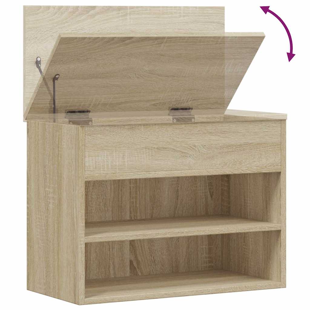 Sonoma tölgy színű szerelt fa cipőtároló pad 60 x 30 x 45 cm 9