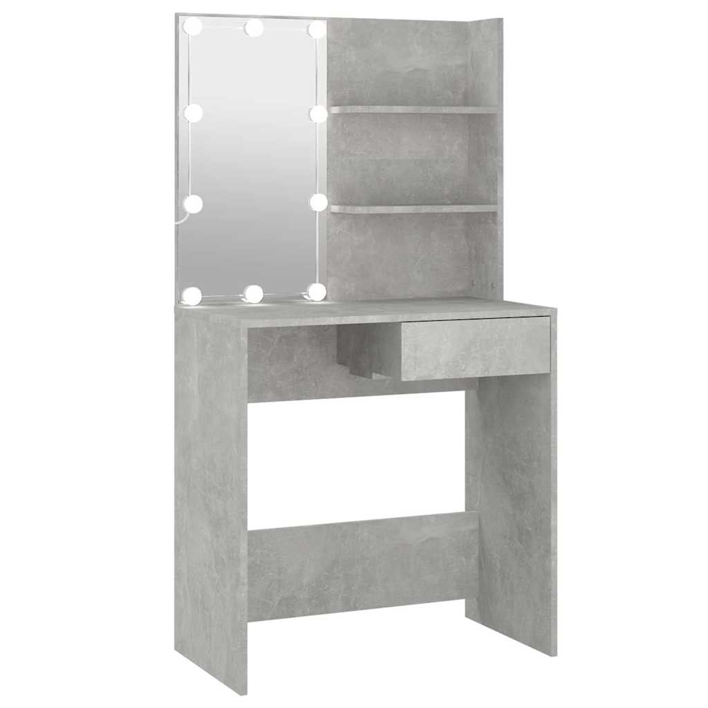 Betonszürke fésülködőasztal LED-del 74,5 x 40 x 141 cm 2