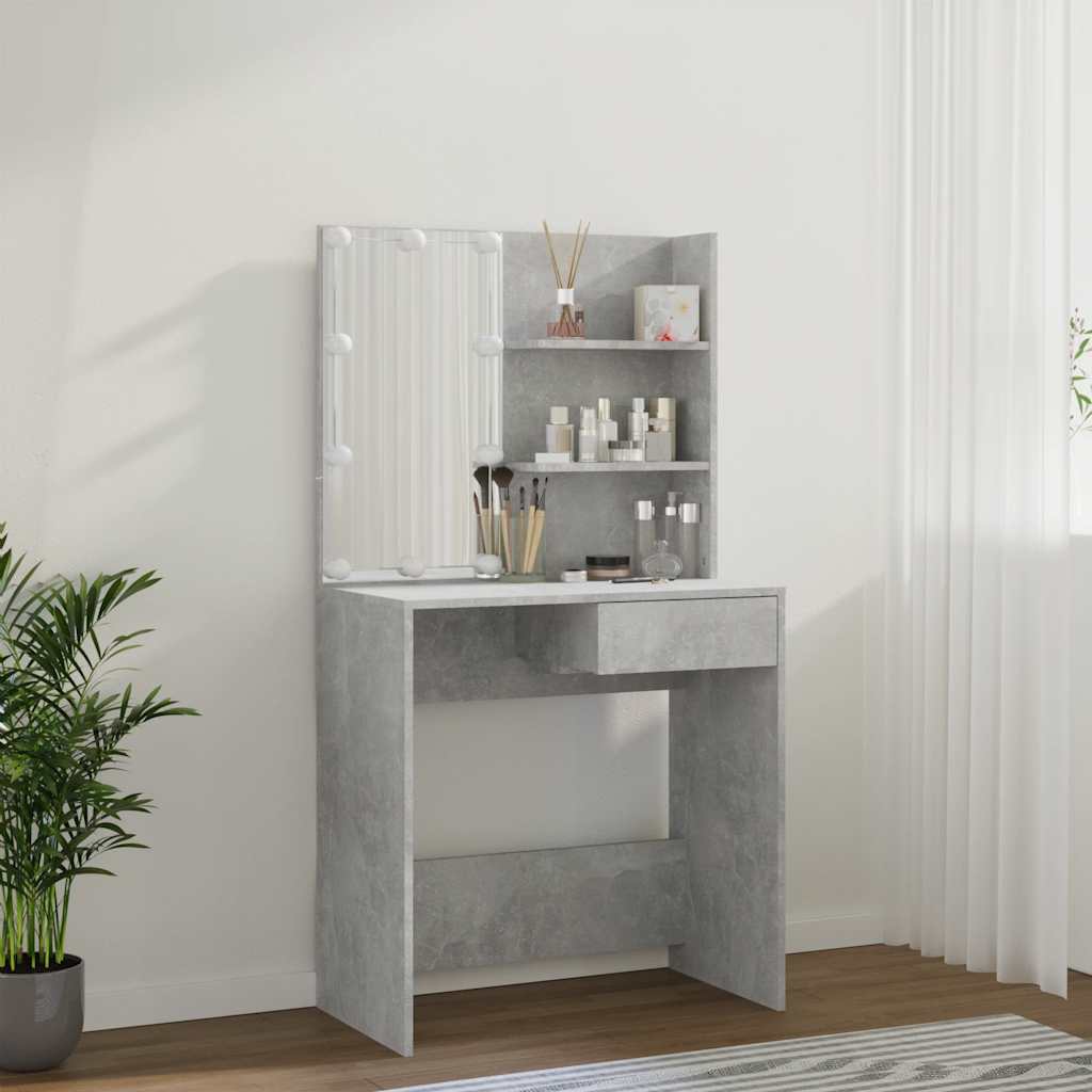 Betonszürke fésülködőasztal LED-del 74,5 x 40 x 141 cm 5