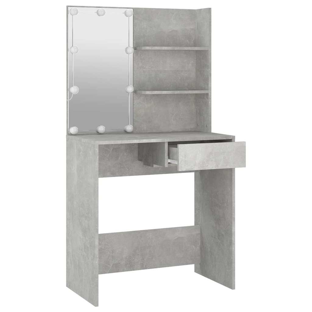 Betonszürke fésülködőasztal LED-del 74,5 x 40 x 141 cm 7