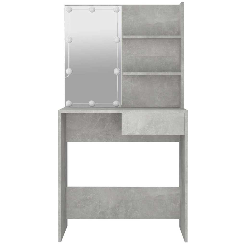 Betonszürke fésülködőasztal LED-del 74,5 x 40 x 141 cm 8