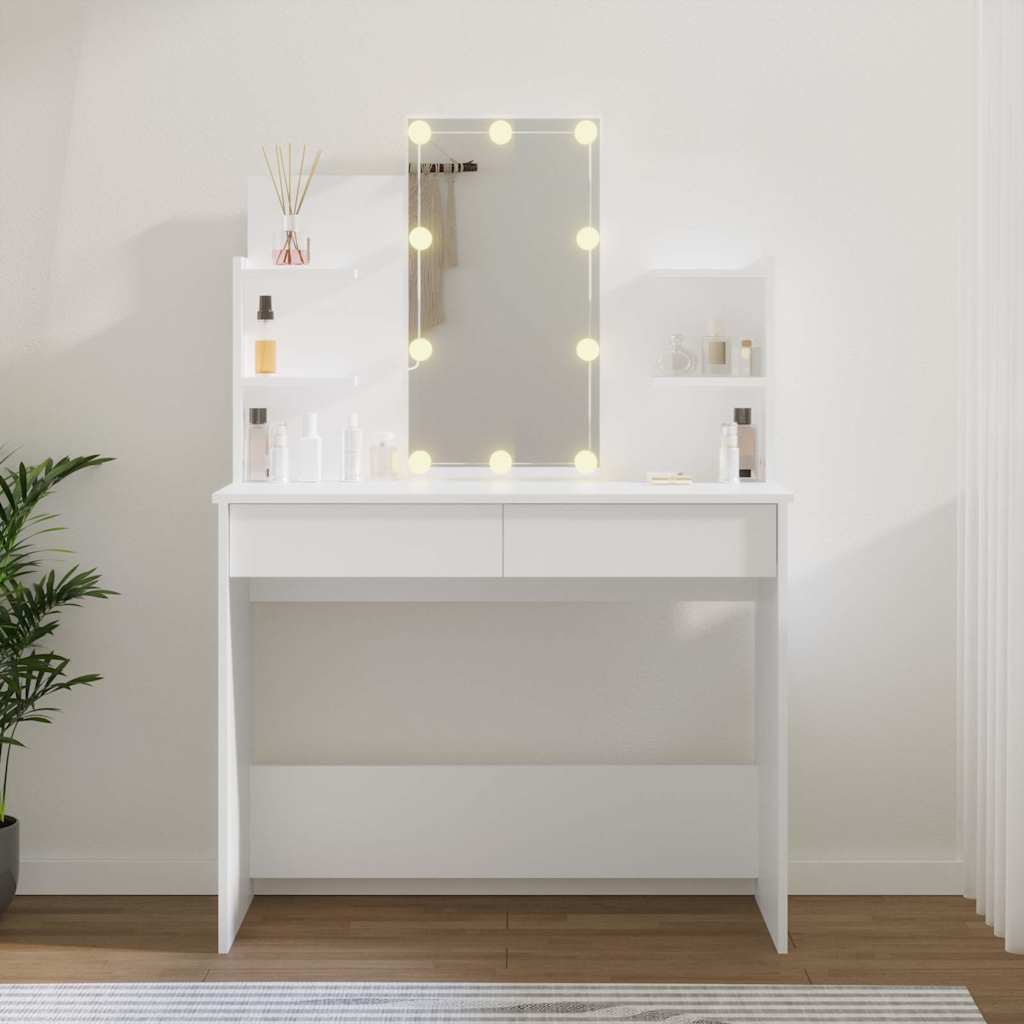 Fehér LED-es fésülködőasztal 96 x 40 x 142 cm 11