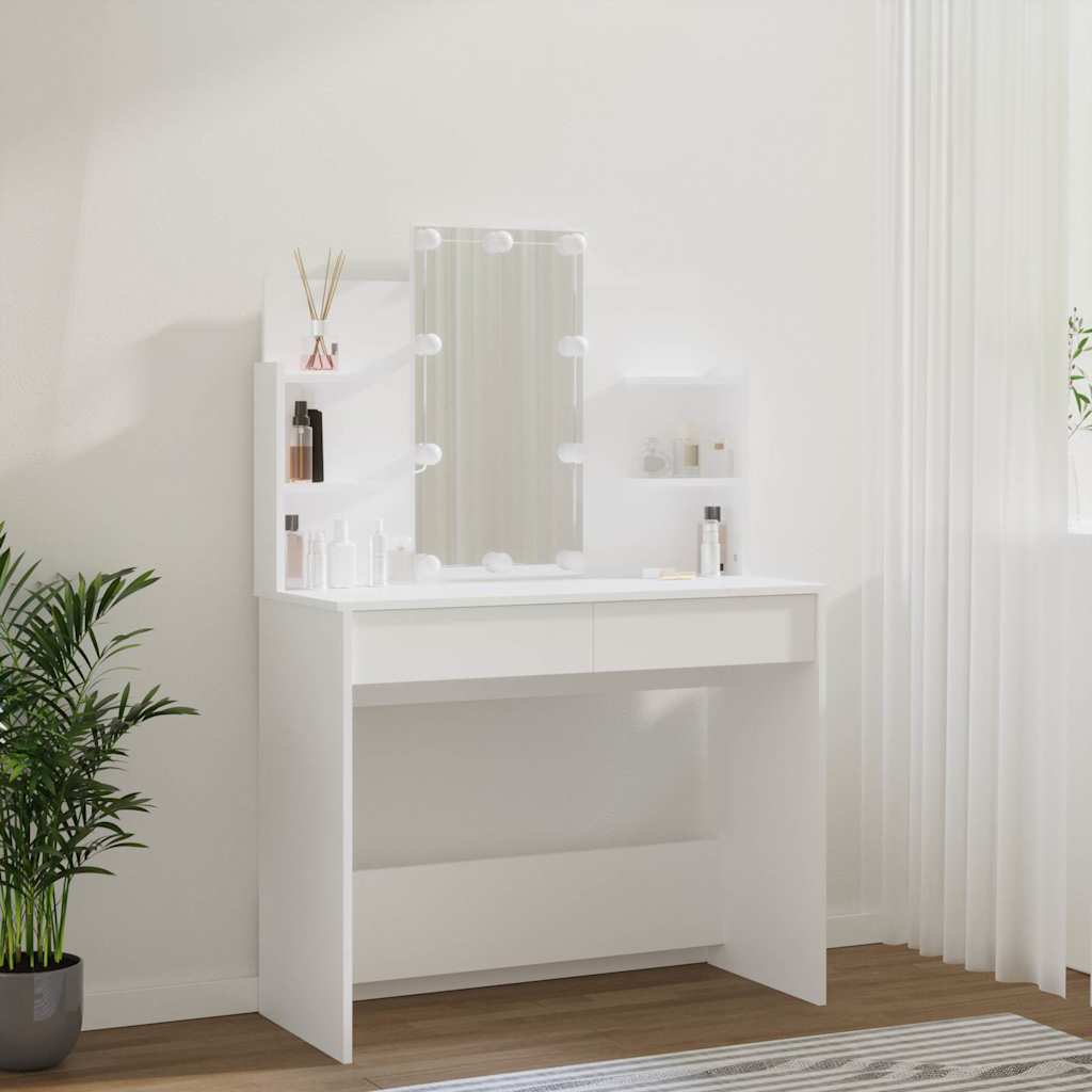 Fehér LED-es fésülködőasztal 96 x 40 x 142 cm 12
