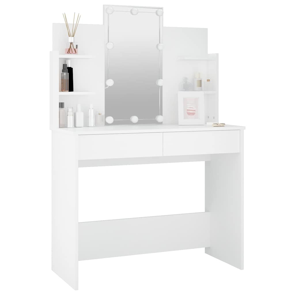 Fehér LED-es fésülködőasztal 96 x 40 x 142 cm 10