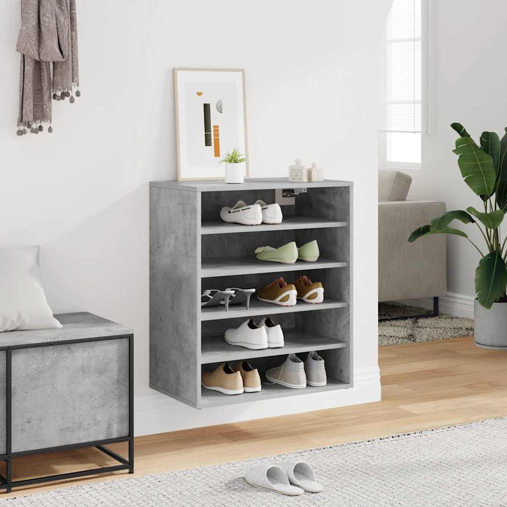 Betonszürke szerelt fa cipősszekrény 60 x 35 x 70 cm 4