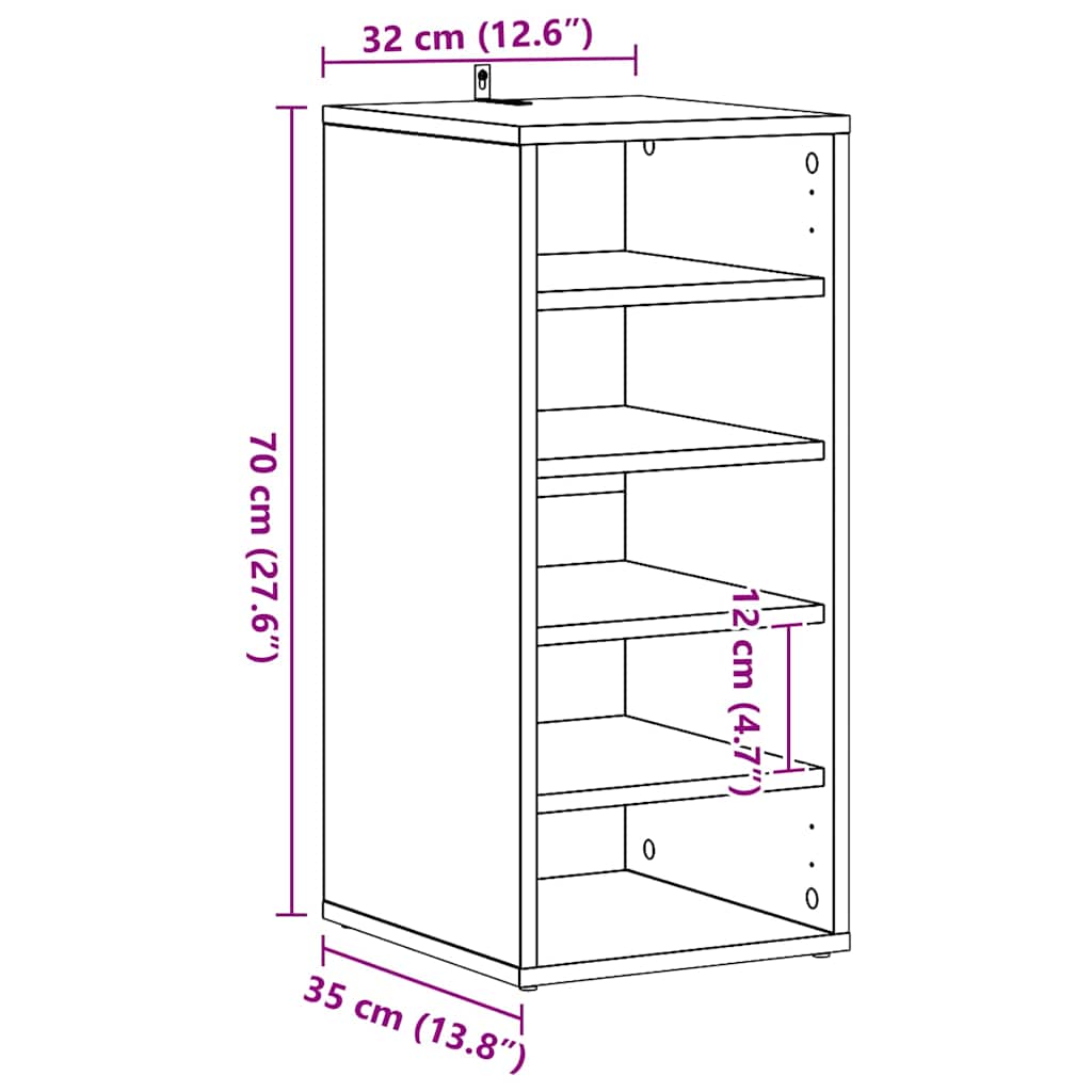 2 db fekete szerelt fa cipősszekrény 31,5 x 35 x 70 cm 13