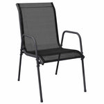 2 db fekete acél és textilén kerti szék 3