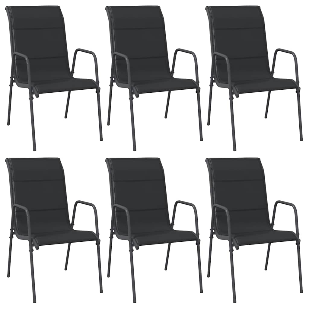 6 db fekete acél és textilén kerti szék 2
