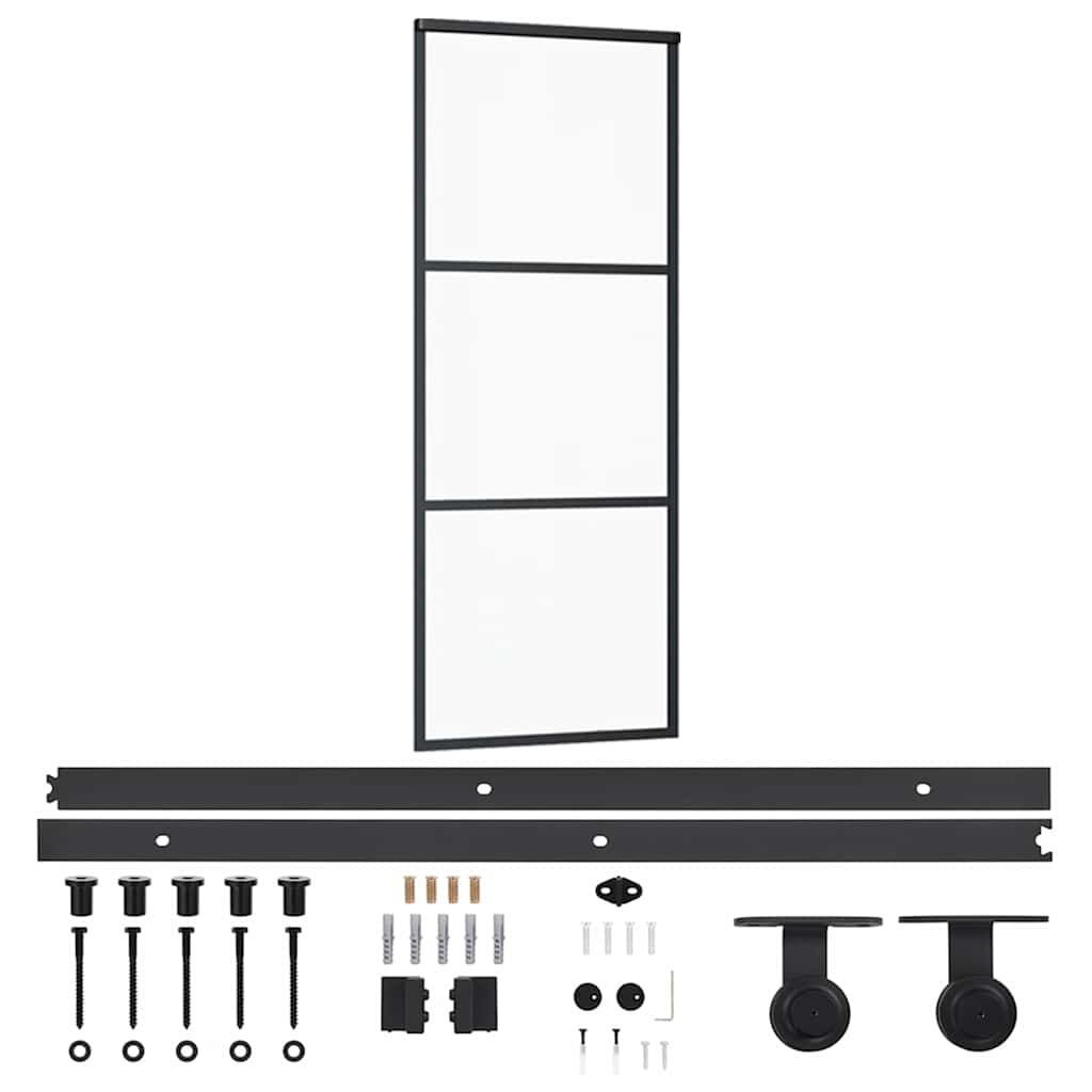 ESG üveg és alumínium tolóajtó fémszerelvény-szettel 76x205 cm 2