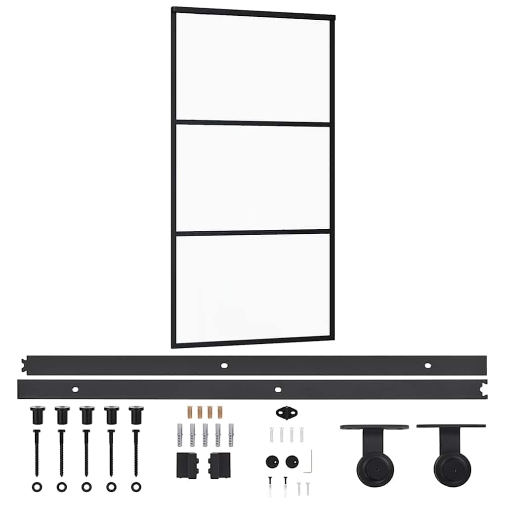 ESG üveg és alumínium tolóajtó fémszerelvény-szettel 102x205 cm 2