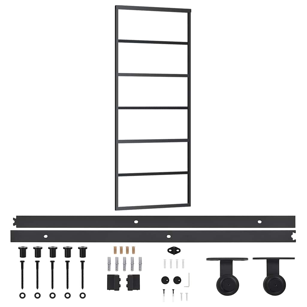 ESG üveg és alumínium tolóajtó fémszerelvény-szettel 76x205 cm 2