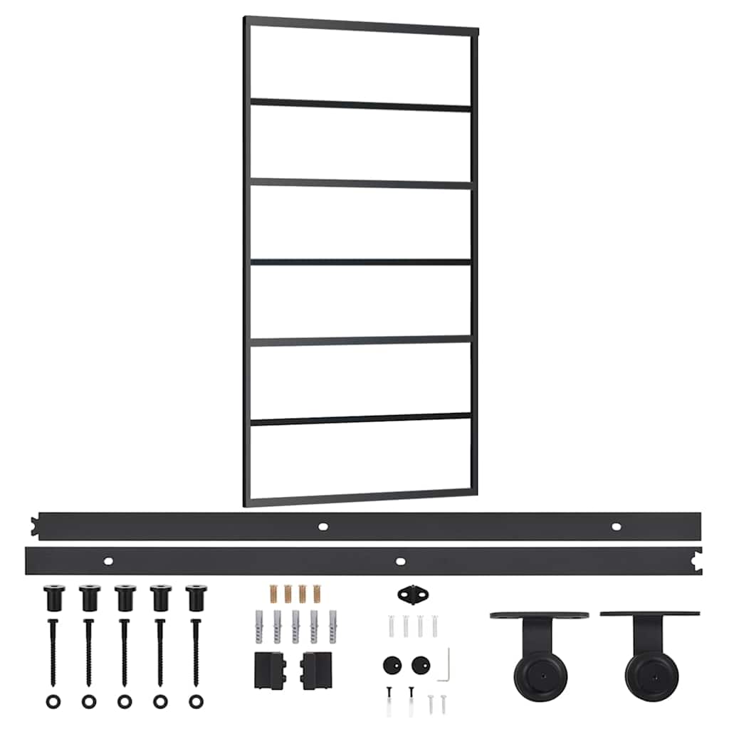 ESG üveg és alumínium tolóajtó fémszerelvény-szettel 102x205 cm 2