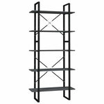 5 szintes szürke szerelt fa könyvszekrény 80 x 30 x 175 cm 2