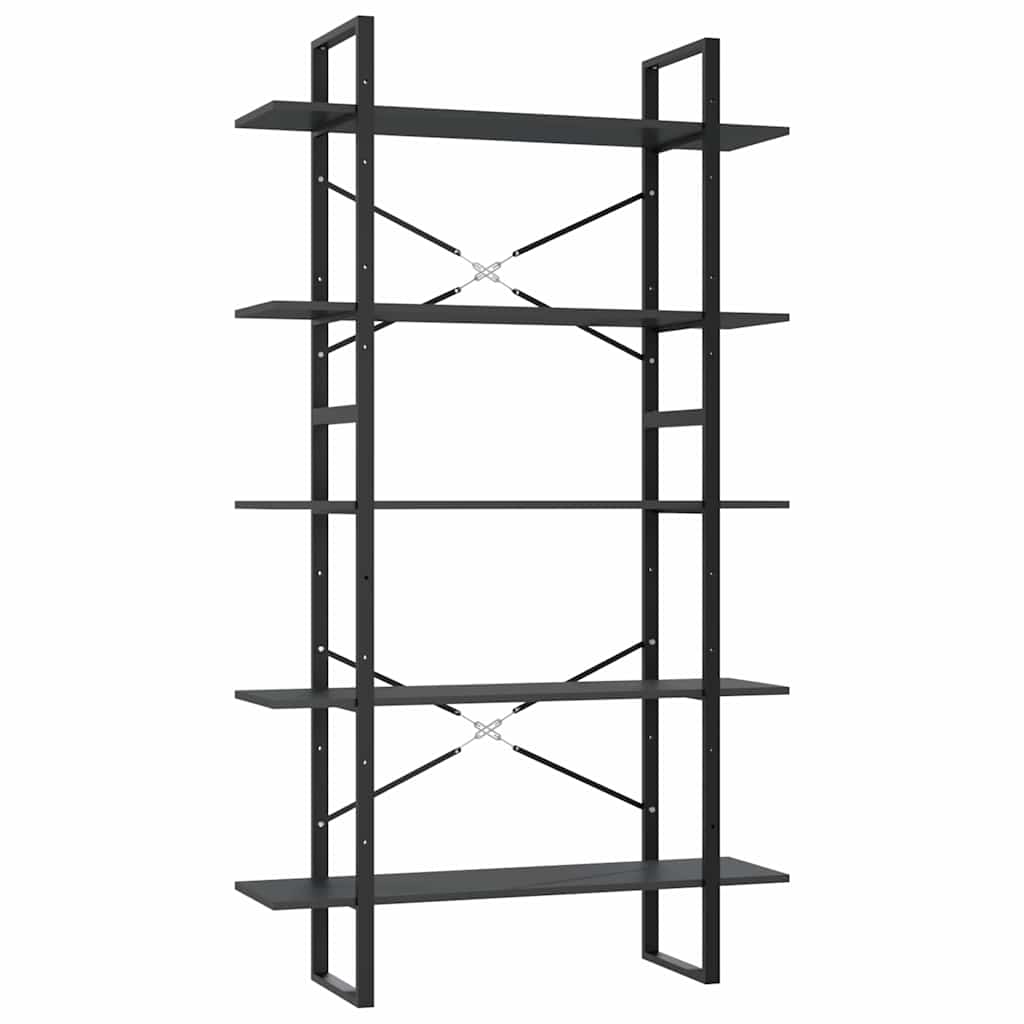 5 szintes szürke szerelt fa könyvszekrény 100 x 30 x 175 cm 2