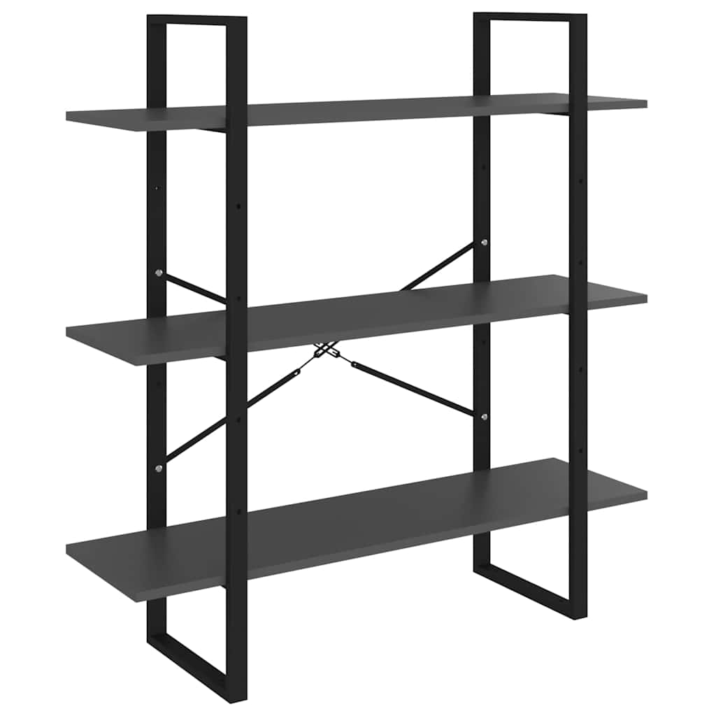 5 szintes szürke szerelt fa könyvszekrény 100 x 30 x 175 cm 5