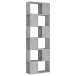 Betonszürke szerelt fa térelválasztó könyvszekrény 60x24x186 cm 2