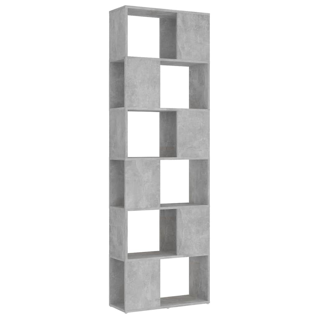 Betonszürke szerelt fa térelválasztó könyvszekrény 60x24x186 cm 2