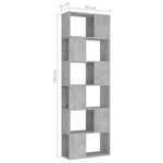 Betonszürke szerelt fa térelválasztó könyvszekrény 60x24x186 cm 7