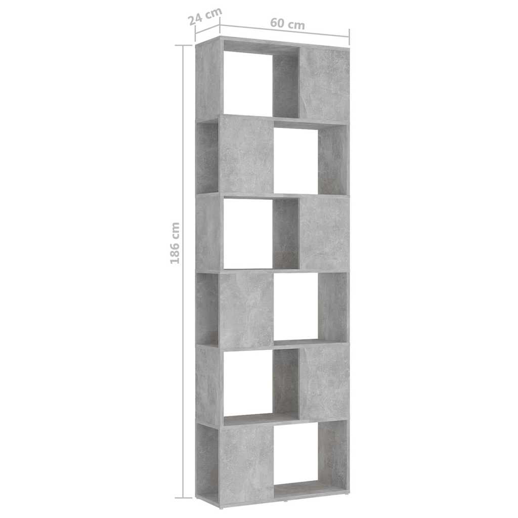 Betonszürke szerelt fa térelválasztó könyvszekrény 60x24x186 cm 7