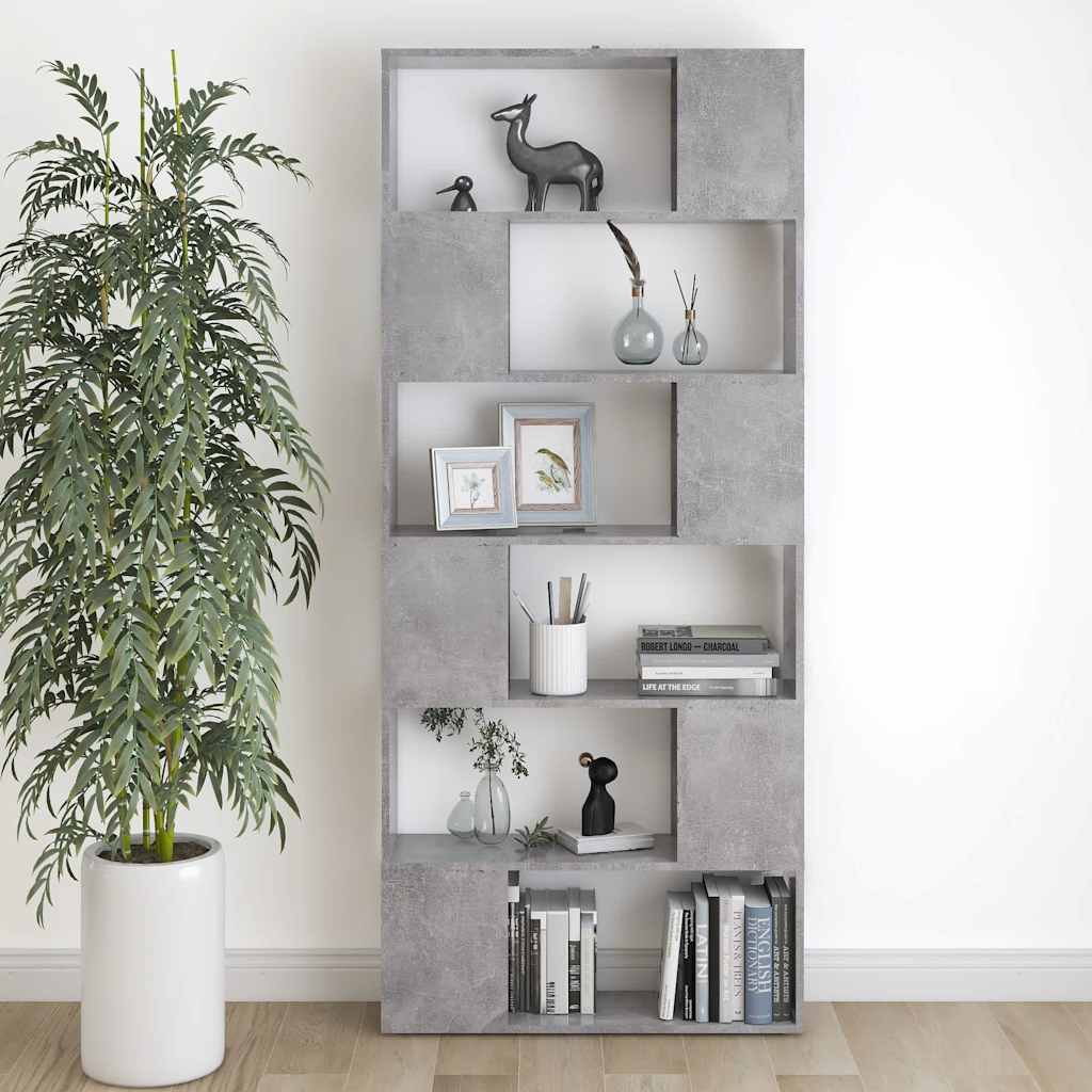 Betonszürke térelválasztó könyvszekrény 80 x 24 x 186 cm 6