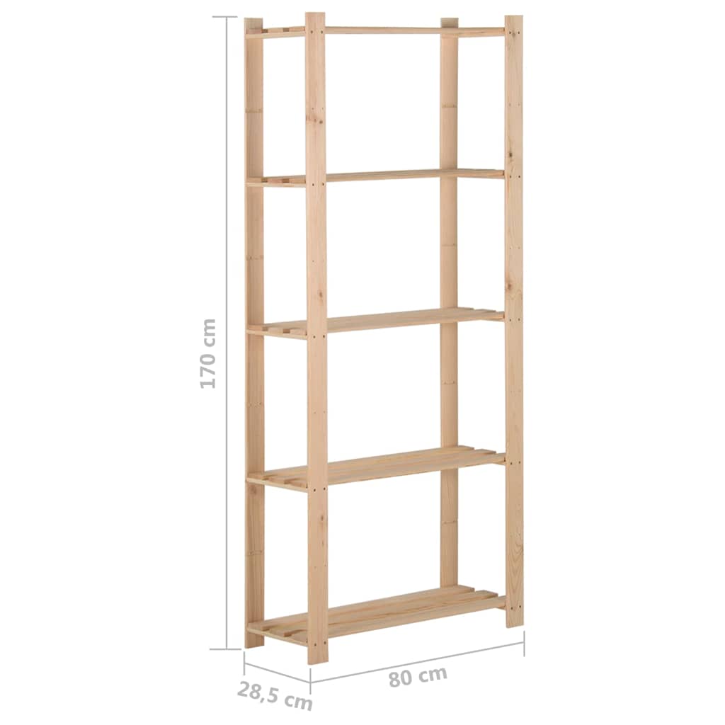 5 szintes tömör fenyőfa tárolóállvány 80 x 28,5 x 170 cm 6