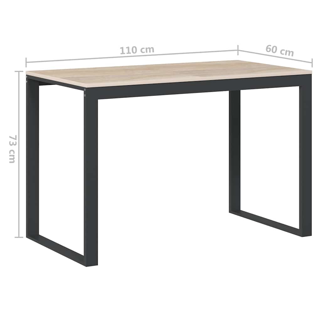 Fekete-tölgyszínű forgácslap számítógépasztal 110 x 60 x 73 cm 6