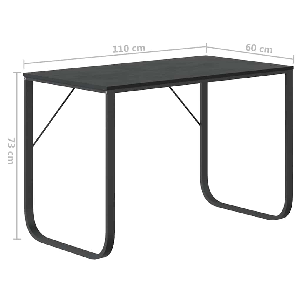 Fekete forgácslap számítógépasztal 110 x 60 x 73 cm 6