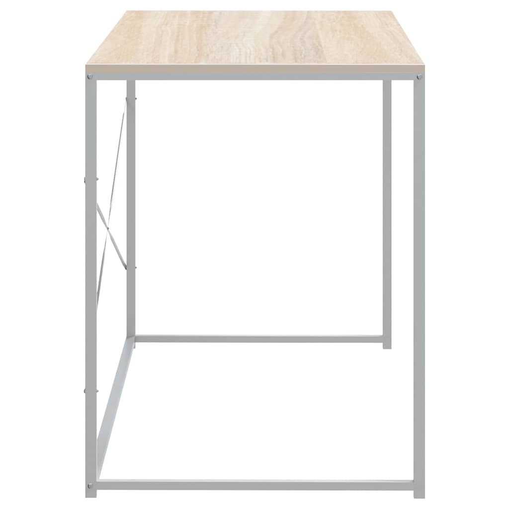 Fehér-tölgyszínű szerelt fa számítógépasztal 110 x 60 x 70 cm 4
