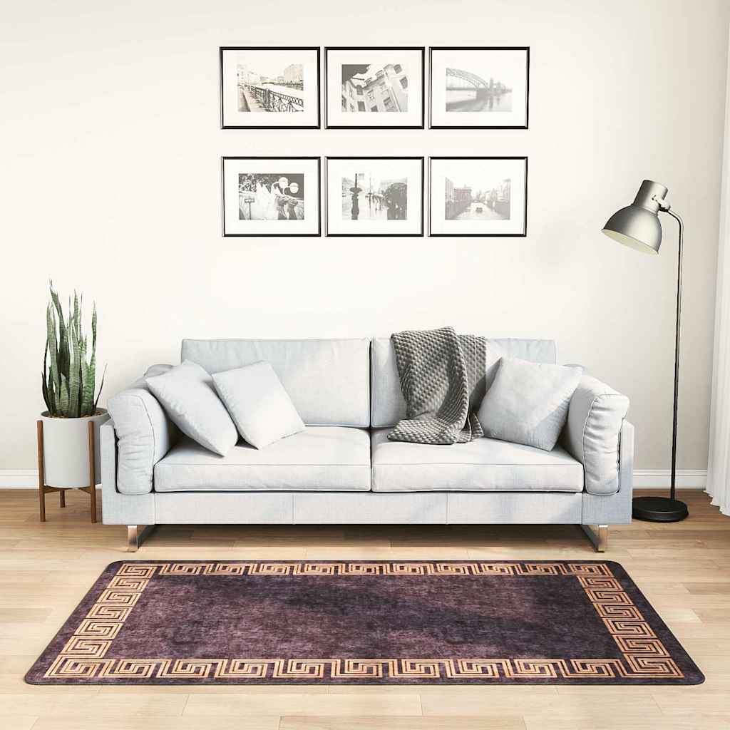 Fekete és arany mosható szőnyeg 80 x 150 cm