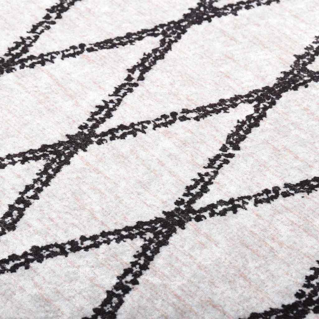 Fehér és fekete mosható szőnyeg 80 x 300 cm 2