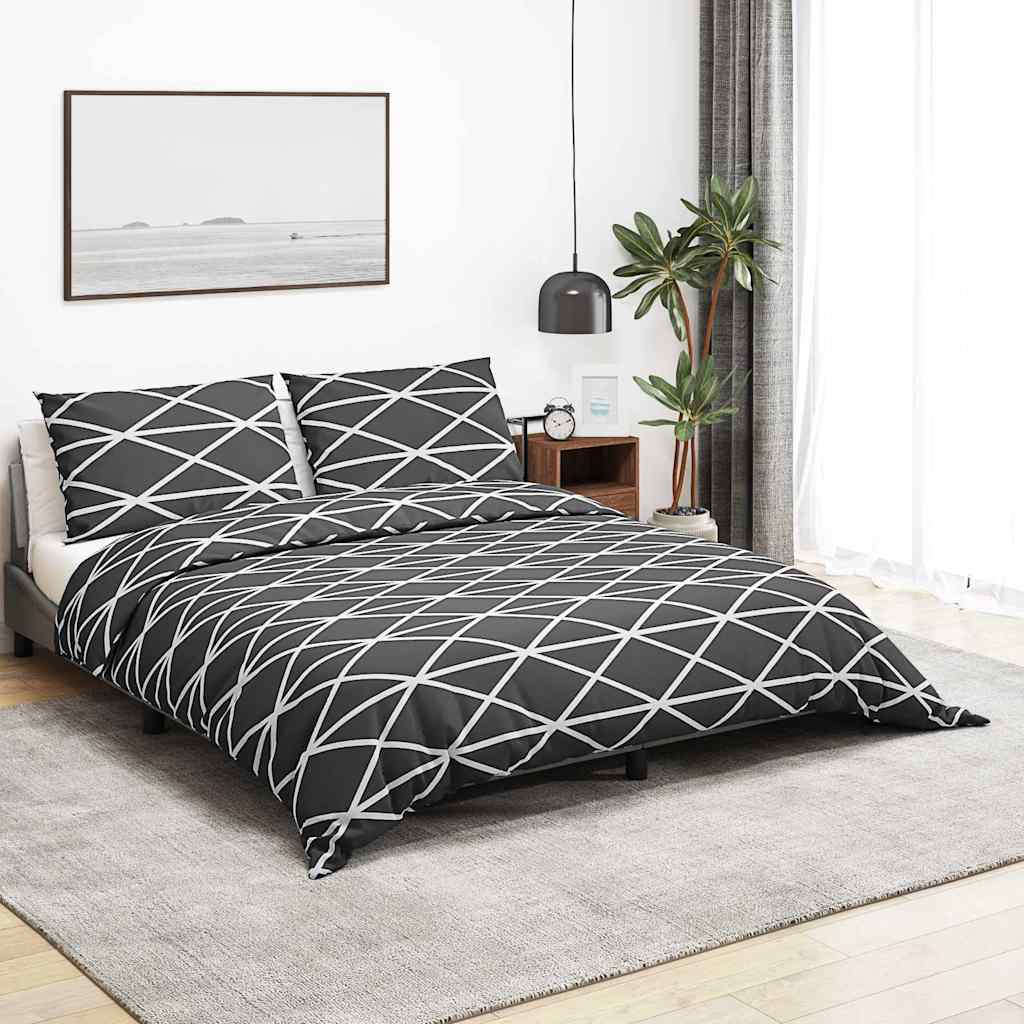 Sötétszürke és fehér pamut paplanhuzat-szett 260 x 240 cm