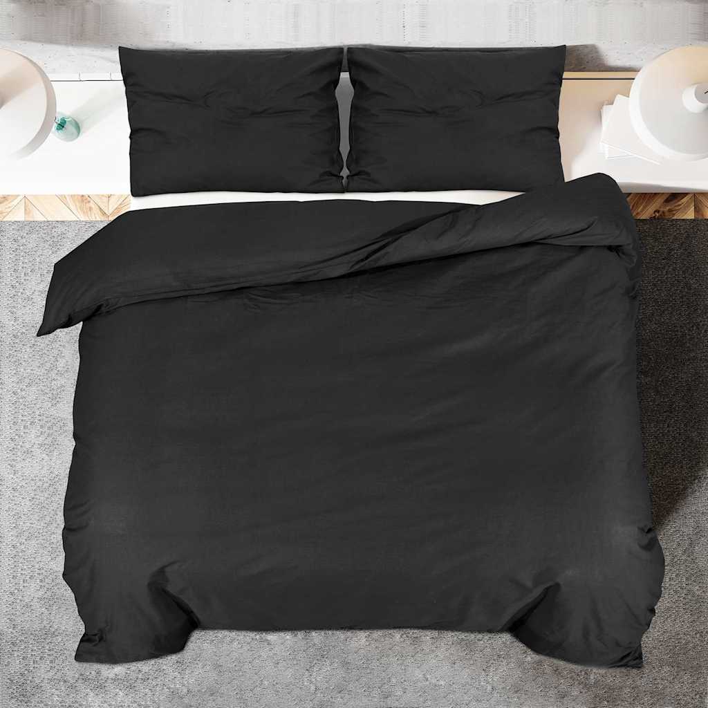 Fekete pamut ágyneműhuzat-garnitúra 200 x 200 cm 5