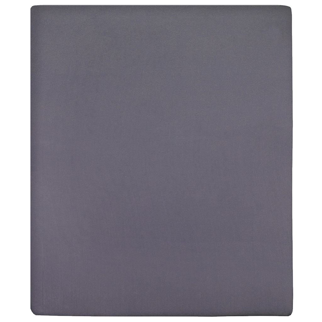 2 db antracitszürke pamutdzsörzé gumis lepedő 140 x 200 cm 2
