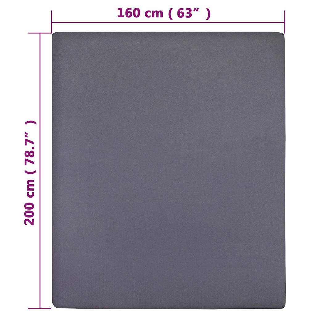 2 db antracitszürke pamutdzsörzé gumis lepedő 160 x 200 cm 5