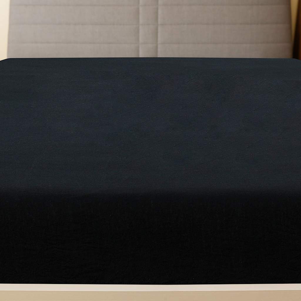 2 db fekete pamutdzsörzé gumis lepedő 90 x 200 cm 3