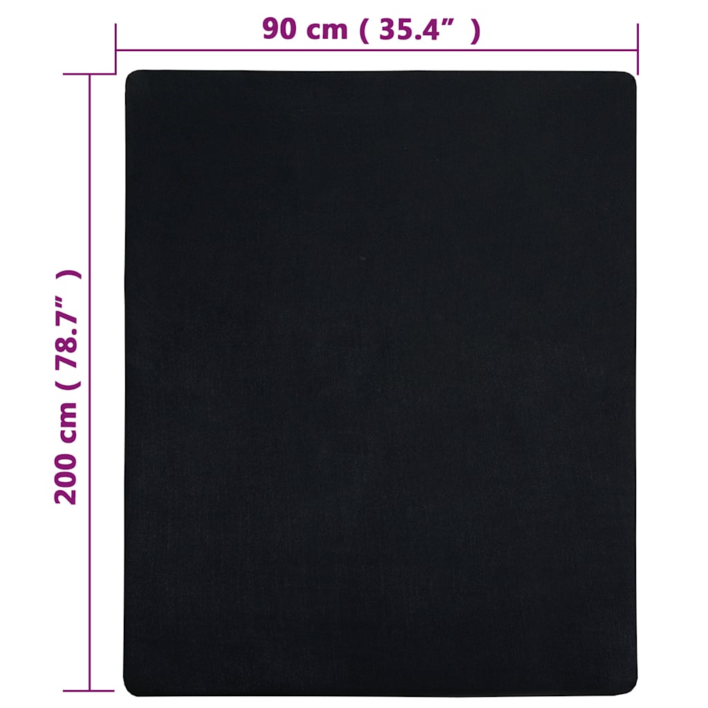 2 db fekete pamutdzsörzé gumis lepedő 90 x 200 cm 5