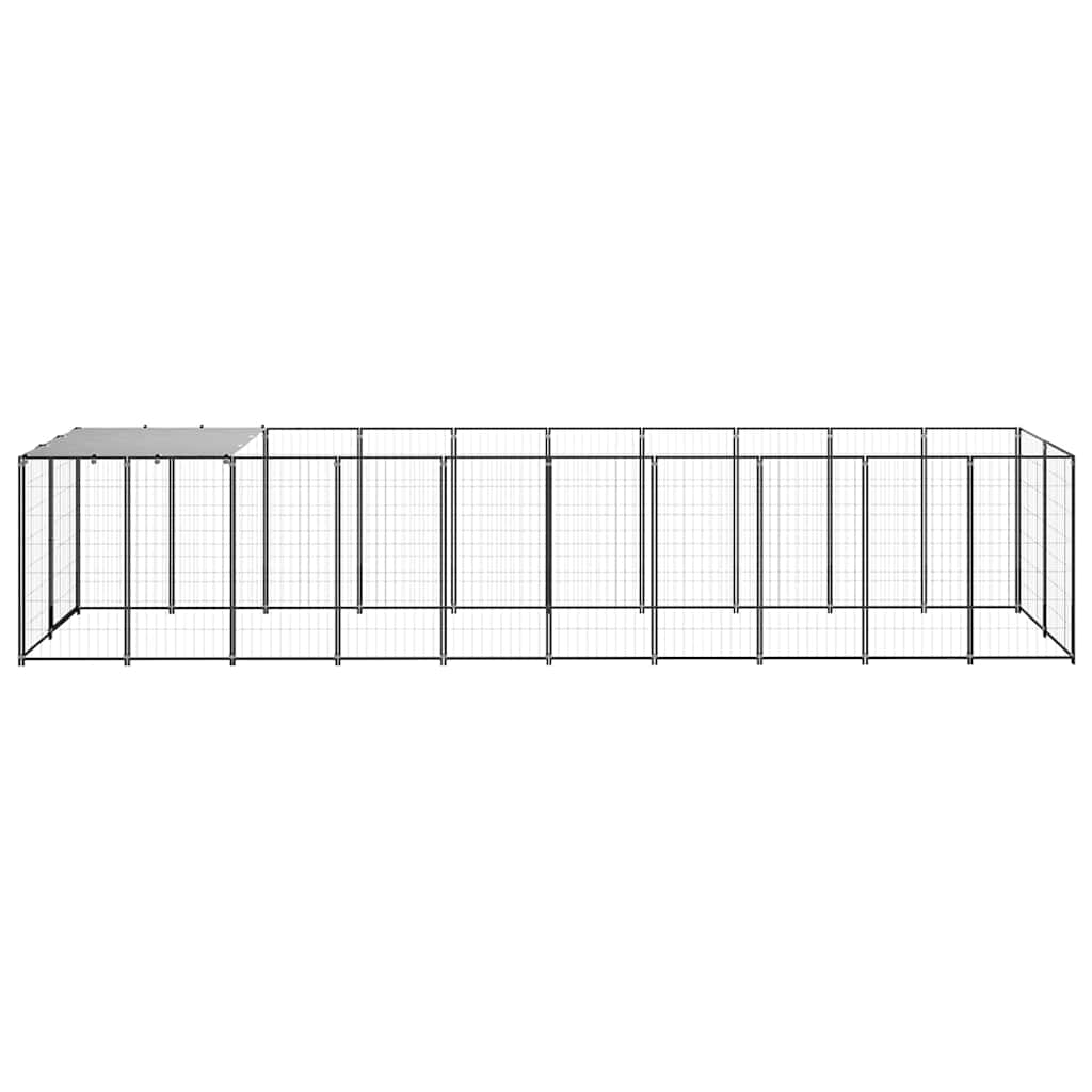 Fekete acél kutyakennel 6,05 m² 4