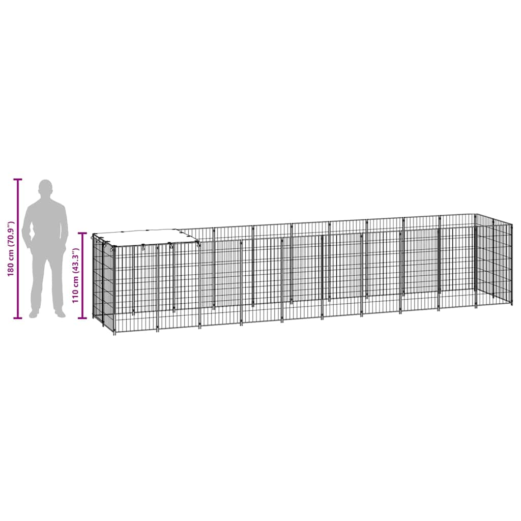 Fekete acél kutyakennel 6,05 m² 9