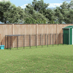 Fekete acél kutyakennel 6,05 m²