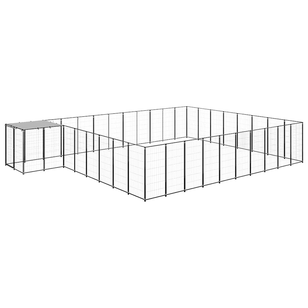 Fekete acél kutyakennel 25,41 m² 2