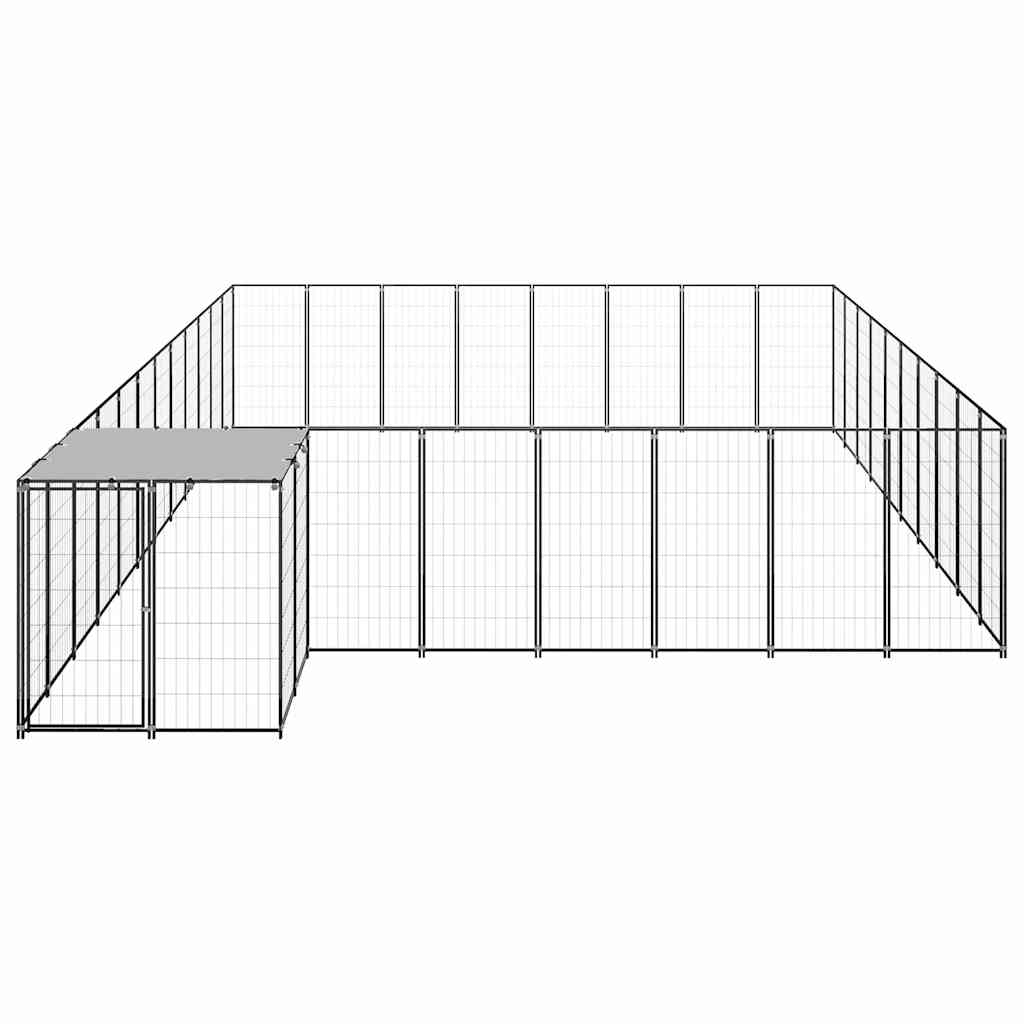 Fekete acél kutyakennel 25,41 m² 3