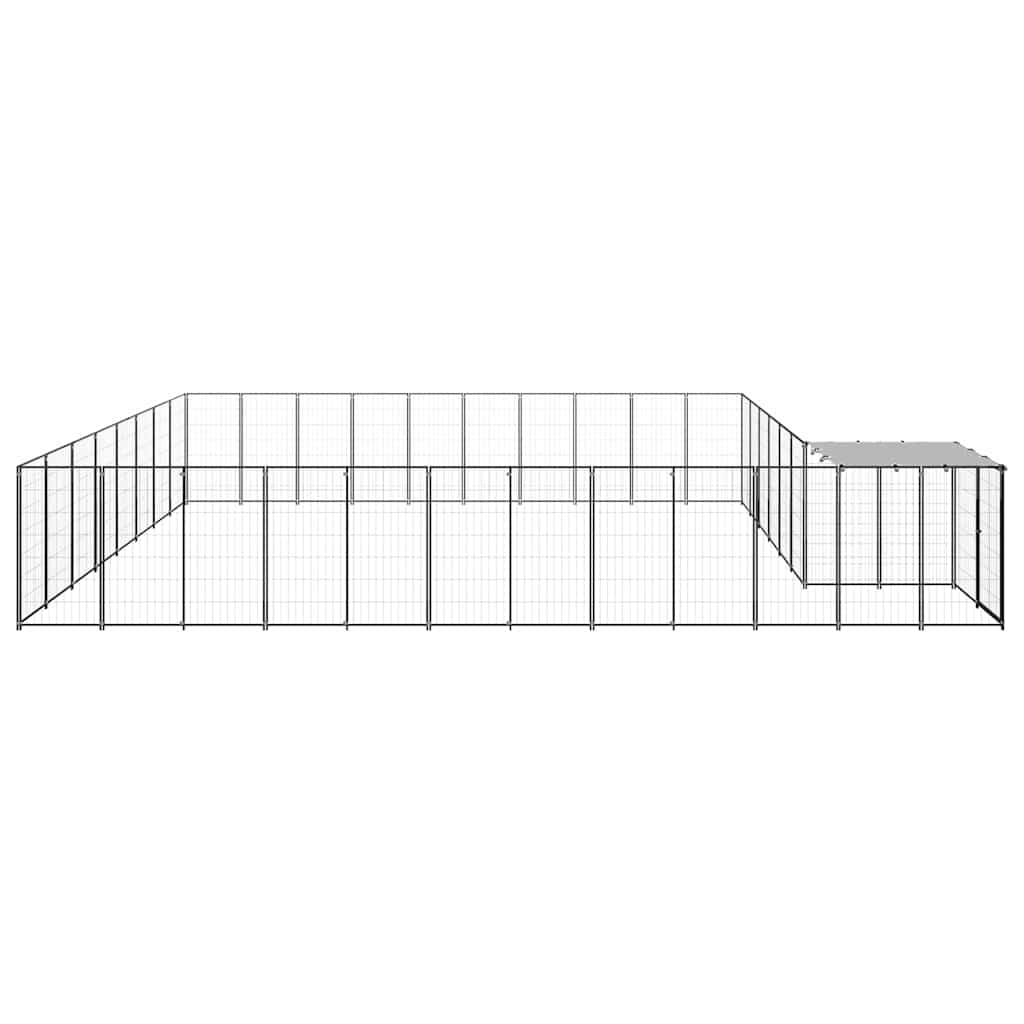 Fekete acél kutyakennel 25,41 m² 4