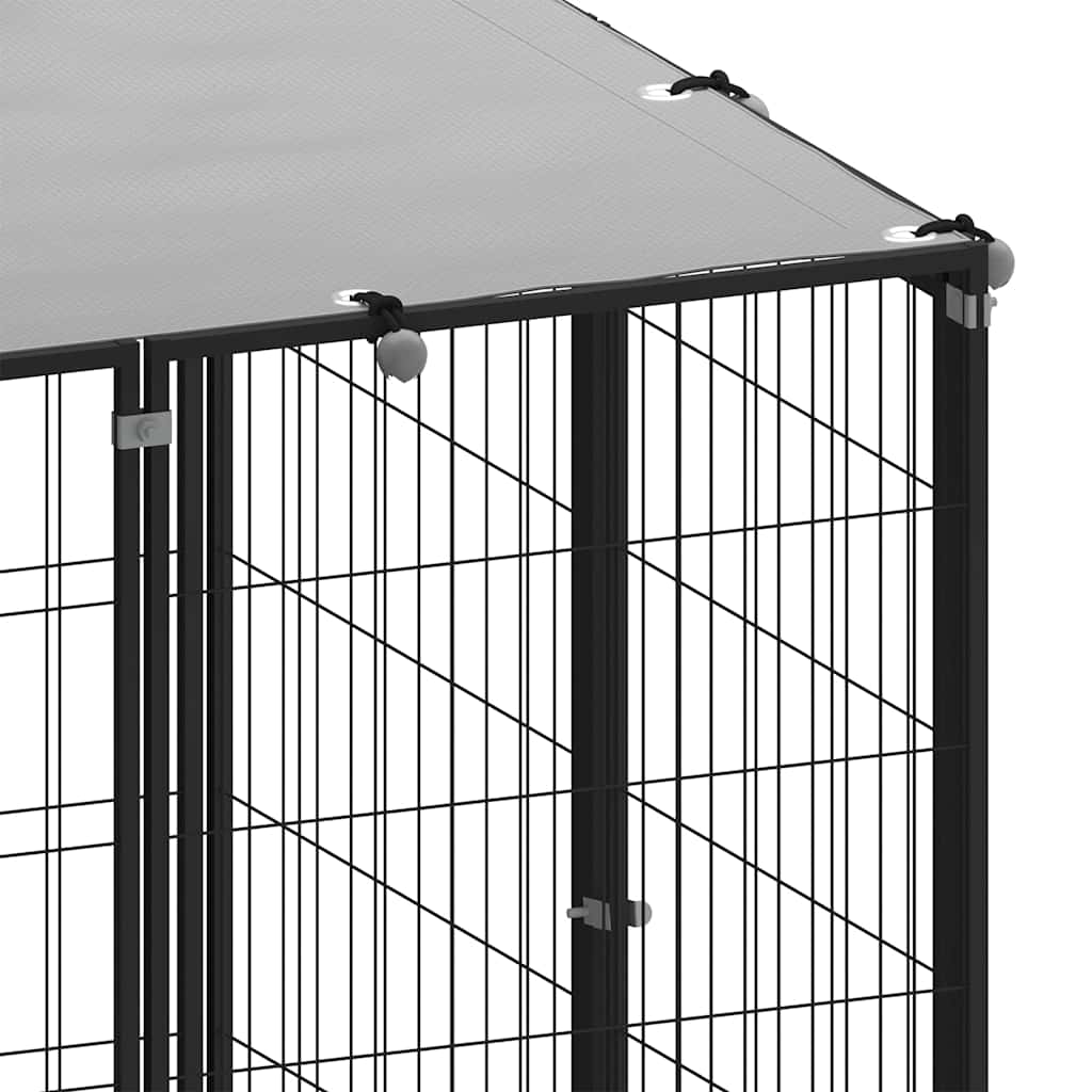 Fekete acél kutyakennel 25,41 m² 6