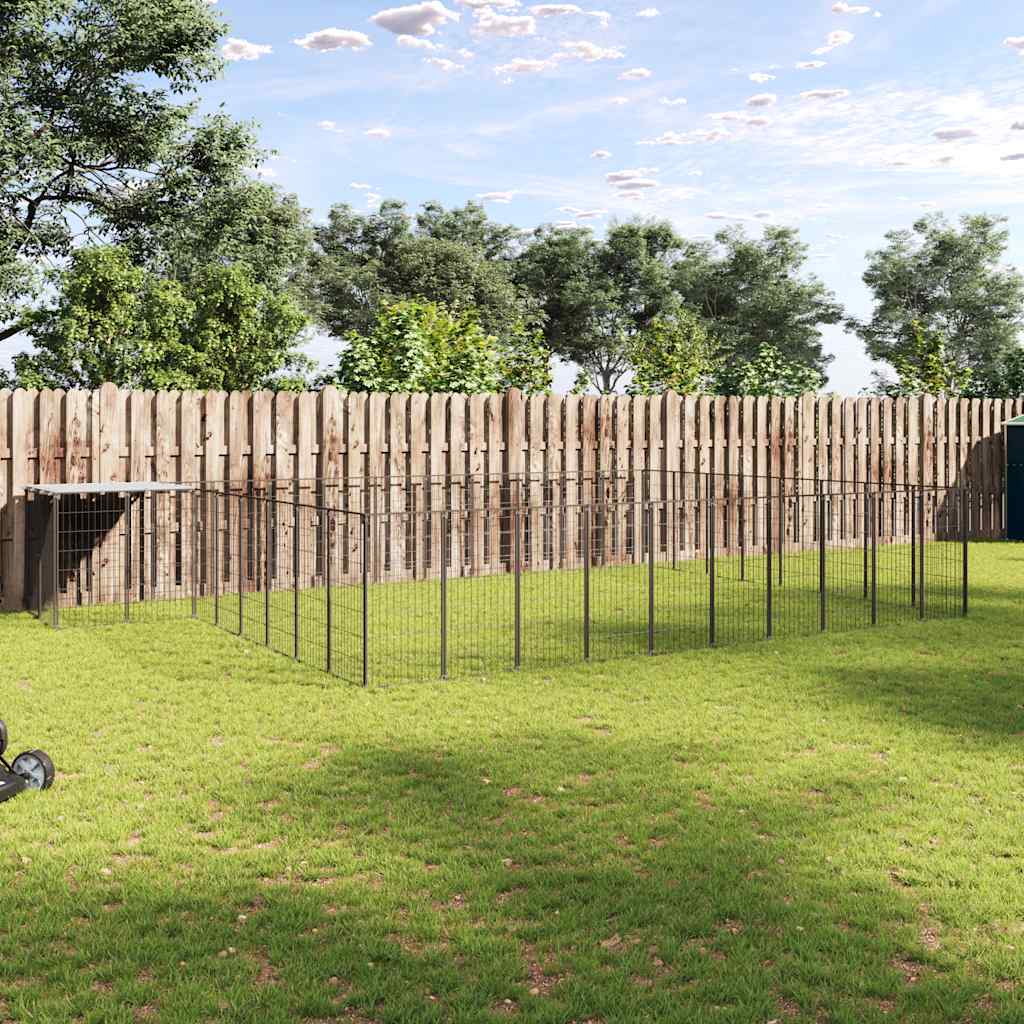Fekete acél kutyakennel 25,41 m²
