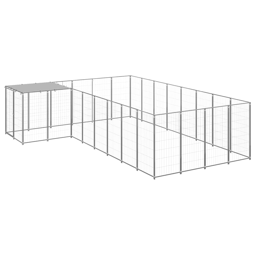 Ezüstszínű acél kutyakennel 10,89 m²