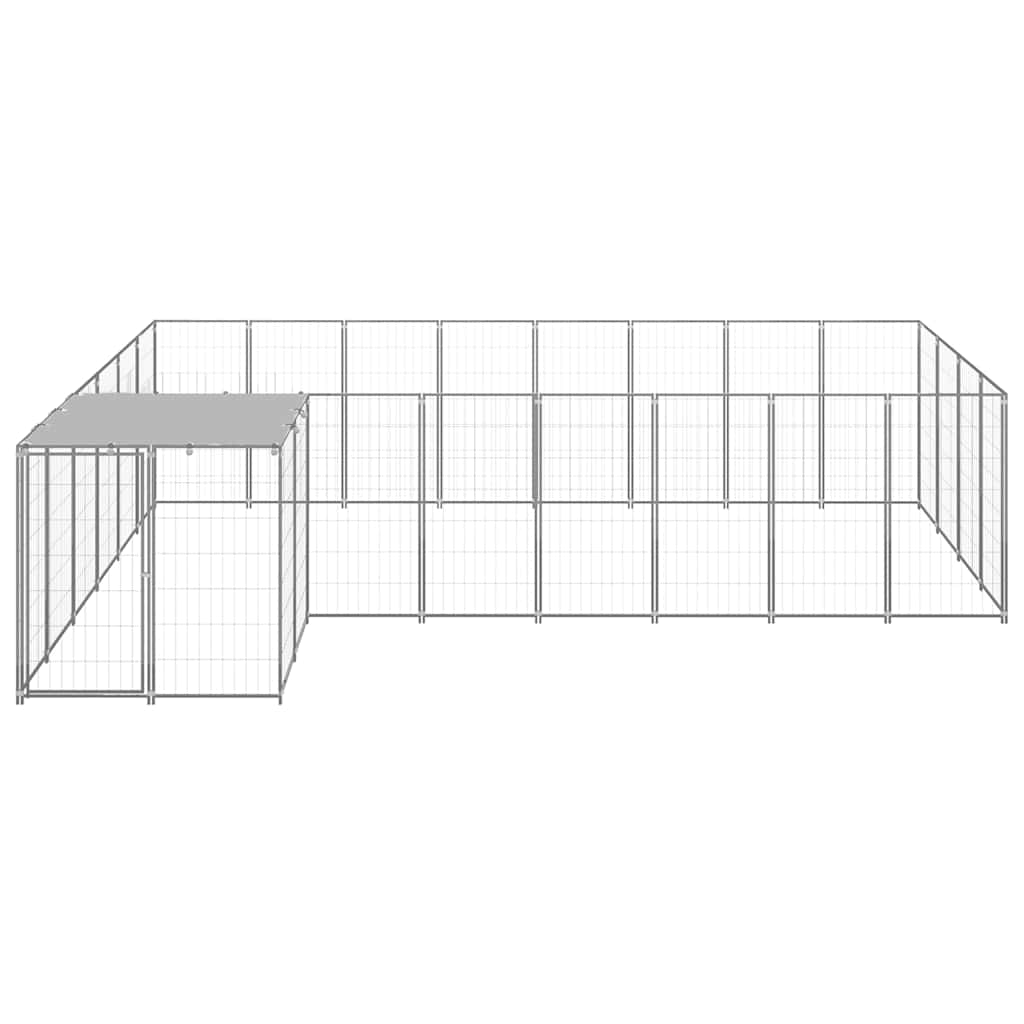 Ezüstszínű acél kutyakennel 10,89 m² 2